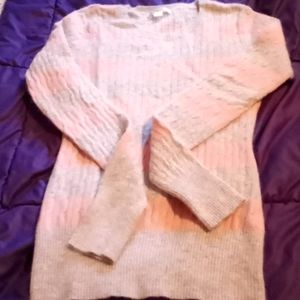 Crew Neck Pink and Grey Long Sleeve Sweater